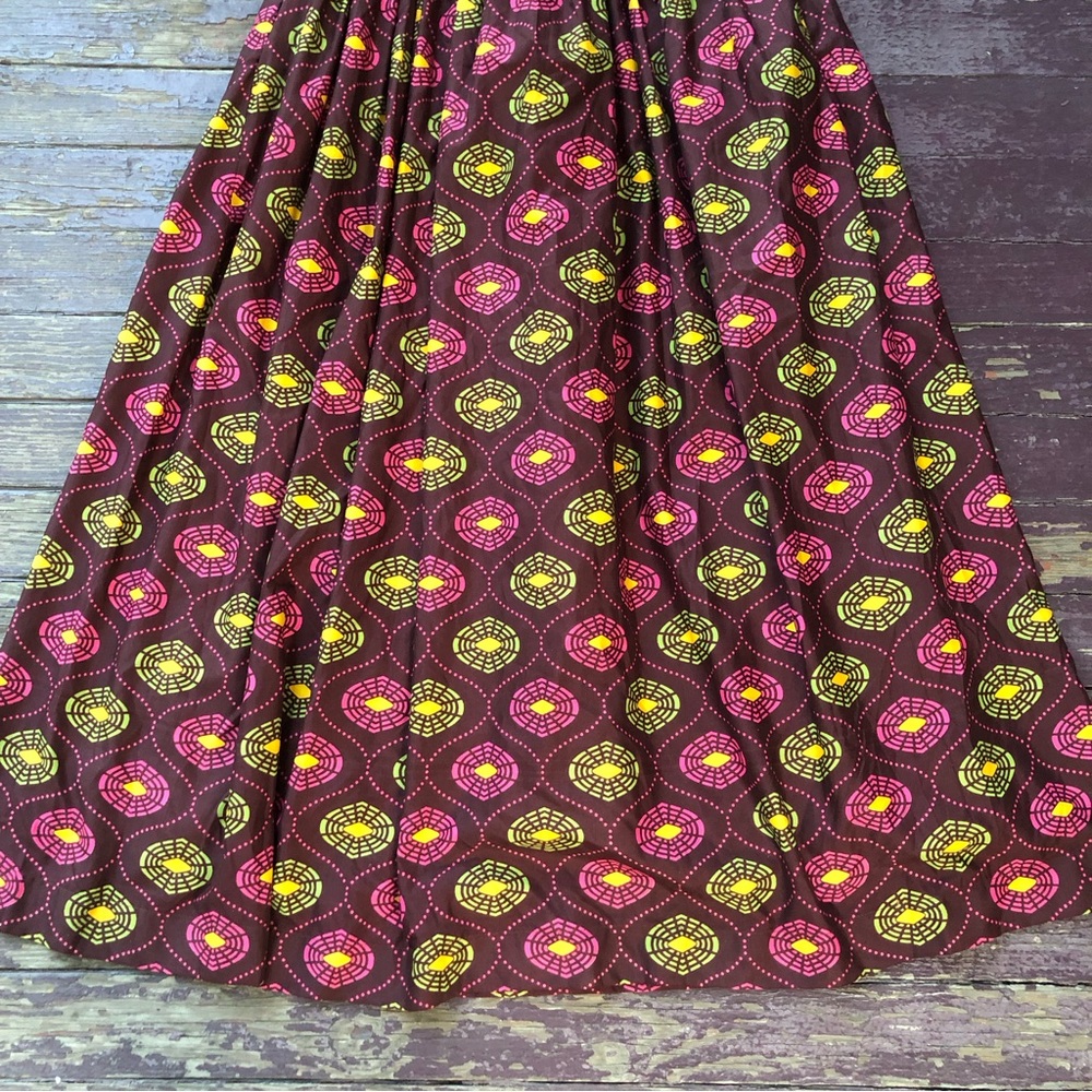 Vintage Handmade Maxi Skirt Size XS High Waist Pockets Tulle 60s 70s Print - Picture 3 of 12